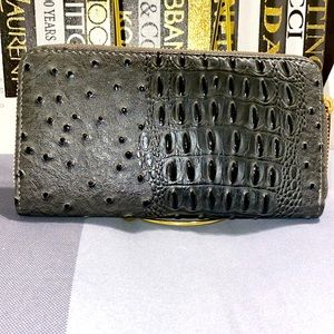 Gray Faux Croc Leather Continental Wallet NWOT